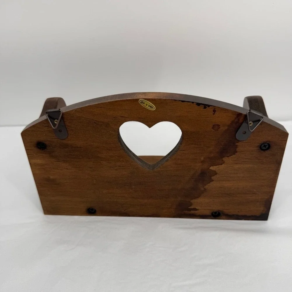Wooden Heart Cutout Wall Shelf Circular Hole on Bottom Country Rustic Granny